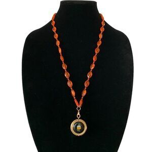 Vintage Blue Jewel Pendant Watch Necklace